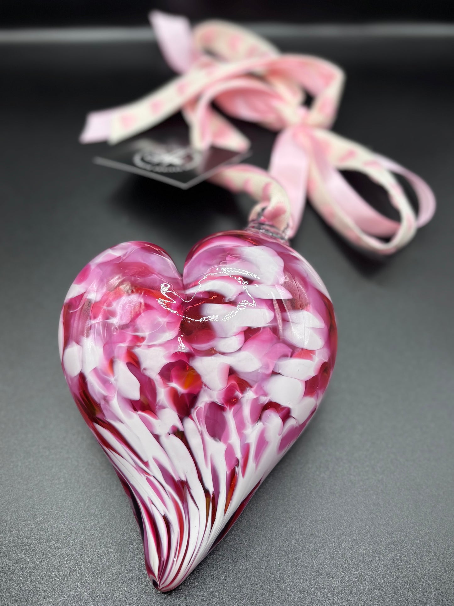 Pink and White Hanging Heart